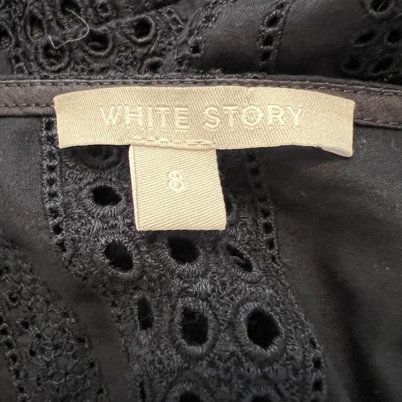 White Story Theia Crossover Eyelet Cotton V-neck Crop Top Navy Size AU 6 - Picture 9 of 10